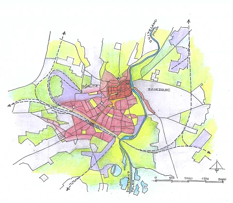 Kaart Görlitz en omgeving
